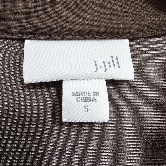 J.Jill brown silk blend velvet button peplum long sleeve top size small - Picture 8 of 9